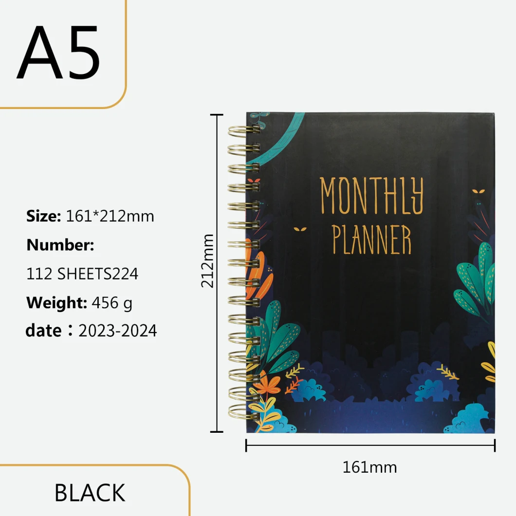 Wholesale Quality Ruled Spiral Monthly Planners or Agenda A5 with Month Dividers in 112 Sheets, Assorted 3-Pack